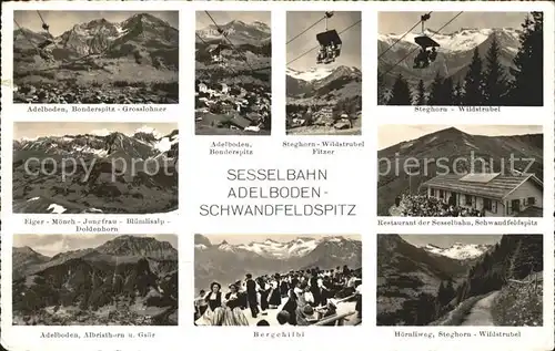 Adelboden Sesselbahn Bonderspitz Steghorn Wildstrubel Fitzer Schwandspitz Hoernliweg Bergehilbi Eiger Moench Jungfrau  Kat. Adelboden