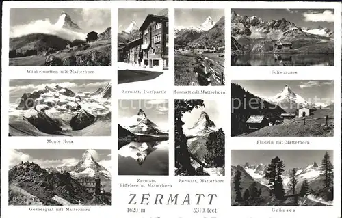 Zermatt VS Matterhorn Fiffelsee Gruensee Findeln Schwarzsee Monte Rosa Kat. Zermatt