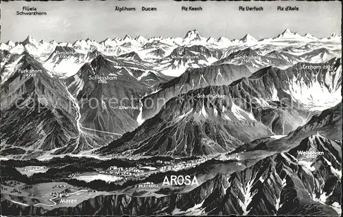 Arosa GR Panoramakarte Piz Uerisch d  Aela Ducan Alplihorn Flueela Kat. Arosa