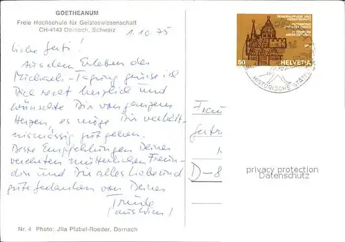 Dornach SO Goetheanum Freie Hochschule  Kat. Dornach