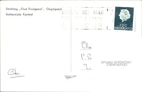 Oegstgeest Achterzijde Kasteel Kat. Niederlande