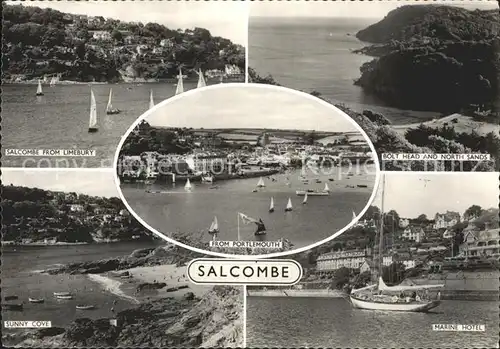 Salcombe from Limebury Bolt Head and North Sands Sunny Cove Portlemouth Marine Hotel Kat. South Hams