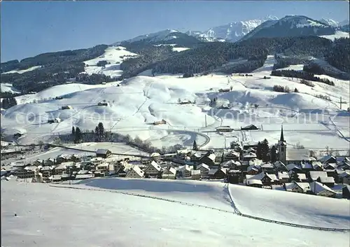 Urnaesch AR Winterpanorama mit Saentis Appenzeller Alpen Kat. Urnaesch