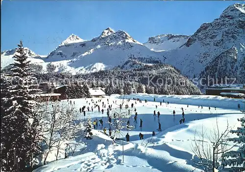 Arosa GR Curling Eisplatz am Obersee Winterpanorama Alpen Kat. Arosa