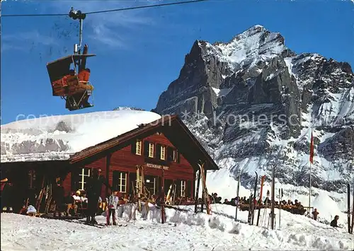 Grindelwald Bergrestaurant Firstbahn Wetterhorn Wintersportplatz Berner Alpen Kat. Grindelwald