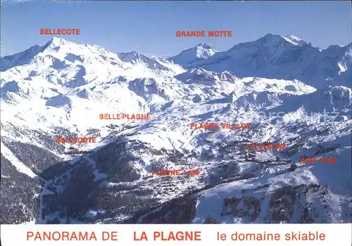 La Plagne Panoramakarte Bellecote Grande Motte Plagne Village Kat. Aime