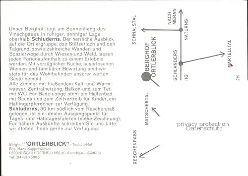 Schluderns Suedtirol Berghof Ortlerblick  Kat. Sluderno Vinschgau