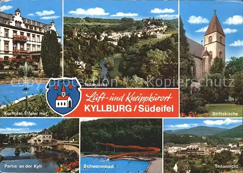 Kyllburg Rheinland Pfalz Stiftskirche Schwimmbad Kurhotel Eifeler Hof Kat. Kyllburg