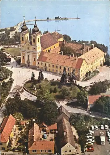 Tihany Fliegeraufnahme mit Abteikirche Kat. Ungarn