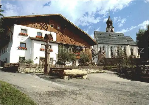 Fiss Tirol Pfarrkirche mit Schmiedles Haus Kat. Fiss