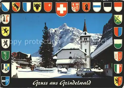 Grindelwald Kirche Wetterhorn  Kat. Grindelwald