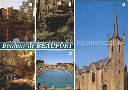 Beaufort Befort Luxembourg Chateau Ruines Chateau Hallerbach Eglise Schiessentuempel Piscine  Kat. Echternach