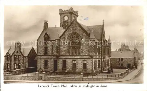 Lerwick Town Hall taken a midnight in June Kat. United Kingdom