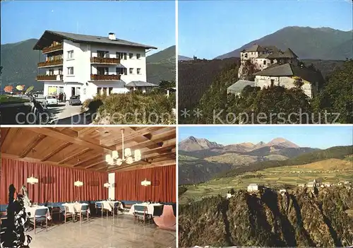 Rodeneck Italien Gasthof Pension Rodenegger Hof Gastraum Burg Panorama Kat. Italien