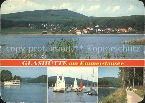 Glashuette Schieder Emmerstausee Segelboot Ausflugsdampfer Uferpromenade Kat. Schieder Glashuette