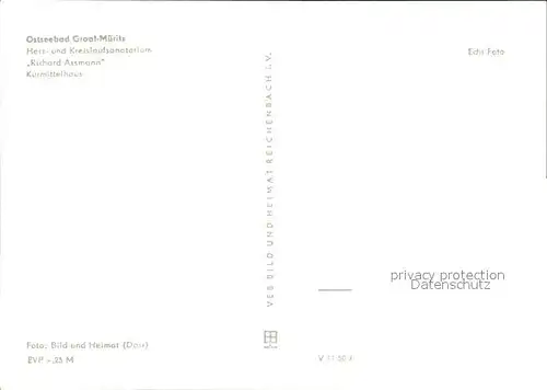 Graal-Mueritz Ostseebad Herz- und Kreislaufsanatorium Richard Assmann / Seeheilbad Graal-Mueritz /Bad Doberan LKR