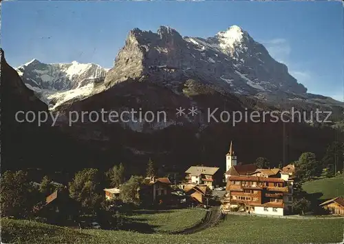 Grindelwald Ortsansicht mit Fieschhoerner Eiger Berner Alpen Kat. Grindelwald
