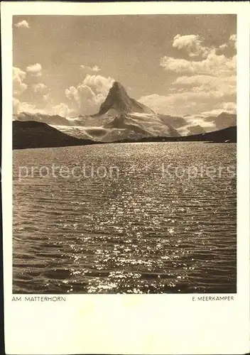 Zermatt VS Bergsee Blick zum Matterhorn Kupfertiefdruck Kat. Zermatt