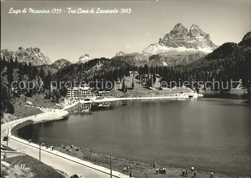 Drei Zinnen Tre Cime die Lavaredo Lago di Misurina Kat. Dolomiten Suedtirol