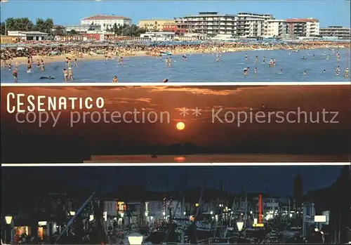 Cesenatico Strandpartie Abendstimmung Ortsblick bei Nacht Kat. Italien