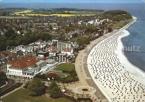 Travemuende Ostseebad Fliegeraufnahme mit Strand Kat. Luebeck