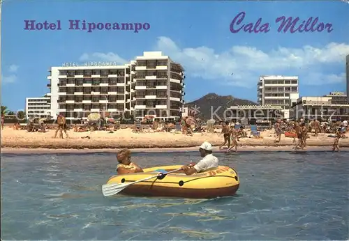 Cala Millor Mallorca Hotel Hipocampo Strand Schlauchboot Kat. Islas Baleares Spanien