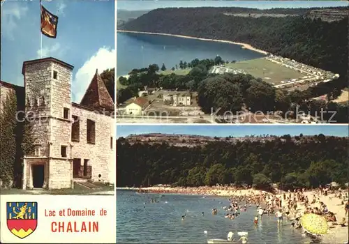 Chalain Franche Comte Chateau Lac vu du Belvedere Plage