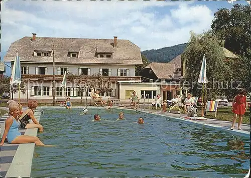 Sirnitz Kaernten Gasthof Pension Fischerhof Swimming Pool Kat. Albeck