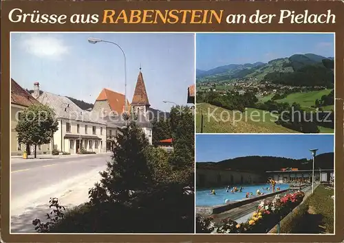 Rabenstein Oesterreich Ortspartie an der Kirche Panorama Schwimmbad Kat. Oesterreich