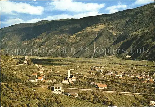 Naturns Merano Fliegeraufnahme im Vinschgau Kat. Naturno