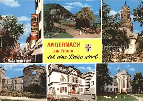 Andernach Rhein Fussgaengerzone Runder Turm Christuskirche Museum  Kat. Andernach