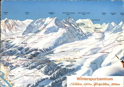 Soelden oetztal Skigebiet Panoramakarte Kat. Soelden