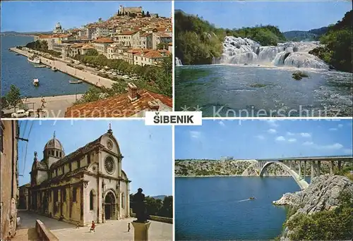 Sibenik mit Wasserfall Viadukt Kirche Kat. Kroatien