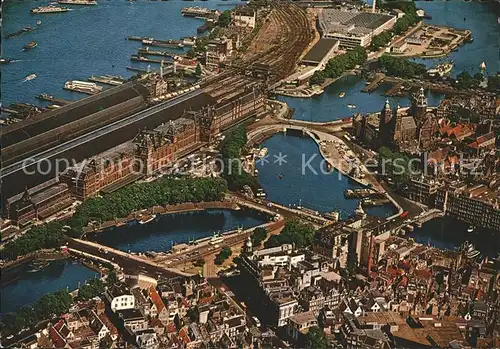 Amsterdam Niederlande Fliegeraufnahme Zentralbahnhof Kat. Amsterdam