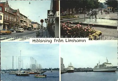 Limhamn Strassenpartie Brunnen Hafen Segelschiff Faehre Kat. Malmoe