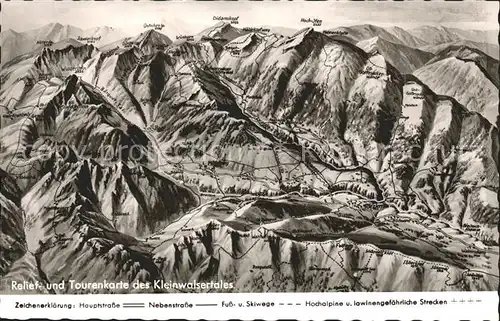 Kleinwalsertal Vorarlberg Relief und Tourenkarte Kat. Mittelberg