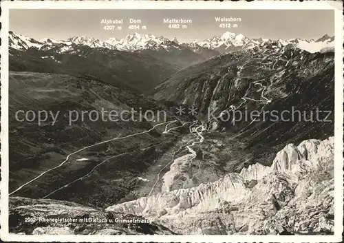 Gletsch Rhonegletscher Grimselstrasse Alpenpanorama Kat. Rhone