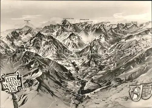 Riezlern Kleinwalsertal Vorarlberg Alpenpanorama aus der Vogelschau Kat. Mittelberg