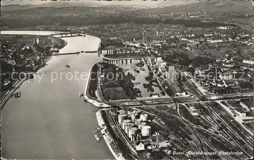 Basel BS Kleinhueningen Rheinhafen Fliegeraufnahme Kat. Basel