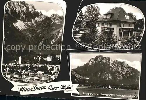 Fuessen Allgaeu Total Haus Benz Forggensee mit Schloss Neuschwanstein Kat. Fuessen