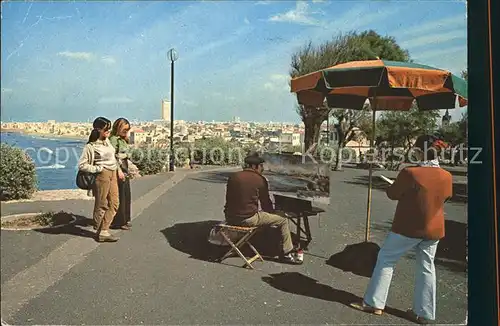 Jaffa View towards Tel Aviv Artist Painter Strassenmaler Kat. Israel