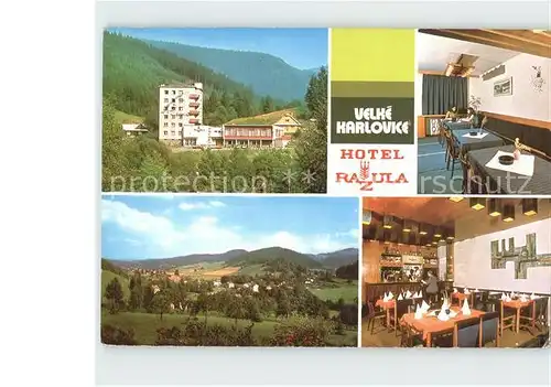 Velke Karlovice Hotel Razula Gastraum Panorama Kat. Gross Karlowitz