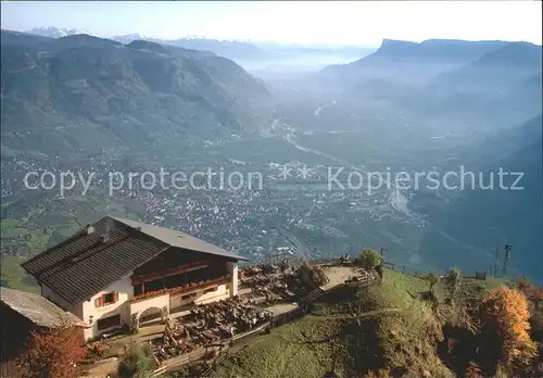 Dorf Tirol Gasthof Hochmut Fernsicht Alpenpanorama Kat. Tirolo