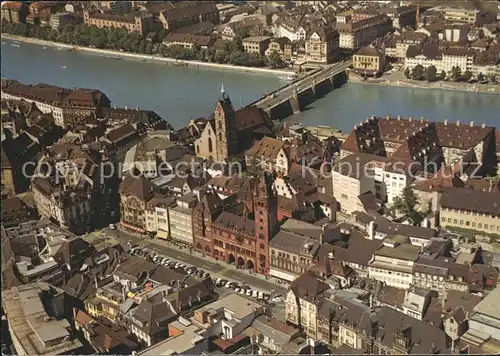 Basel BS Innenstadt Rheinbruecke Fliegeraufnahme Kat. Basel