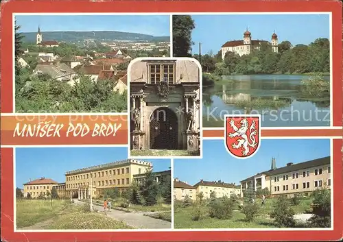 Mnisek Deutscheinsiedel Panorama Schloss Burgtor Schule Kat. Tschechische Republik