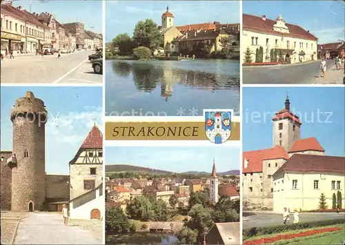 Strakonice Strakonitz Teilansichten Turm Partie am Fluss Kirche Kat. Tschechische Republik