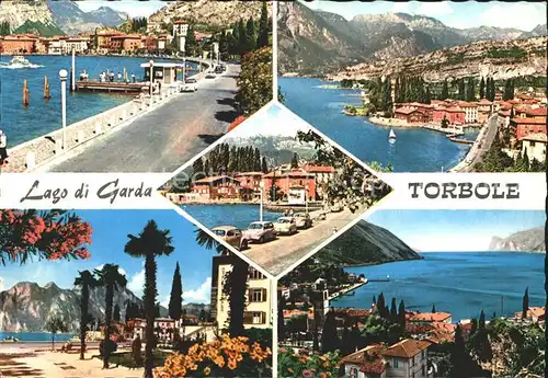 Torbole Lago di Garda Uferstrasse Promenade Bucht Kueste Gebirge Kat. Italien