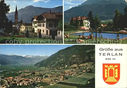 Terlano Suedtirol Naehe Bolzano Freibad Fliegeraufnahme Kat. ueberetsch Unterland