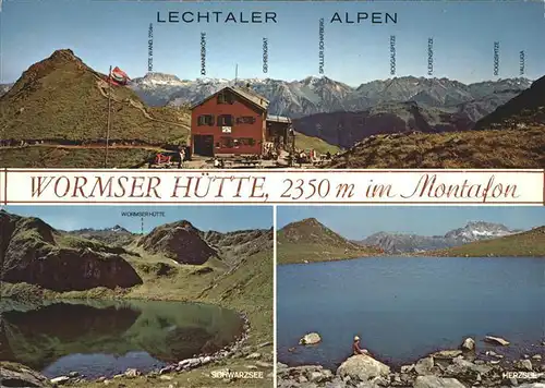 Montafon Wormser Huette mit Schwarzsee Herzsee Kat. Silvretta Hochalpenstrasse