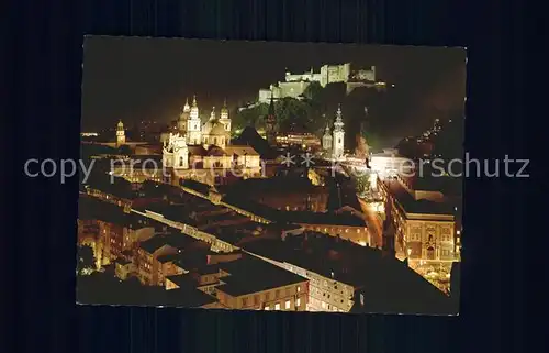 Salzburg Oesterreich Alstadt Festung bei Nacht Kat. Salzburg